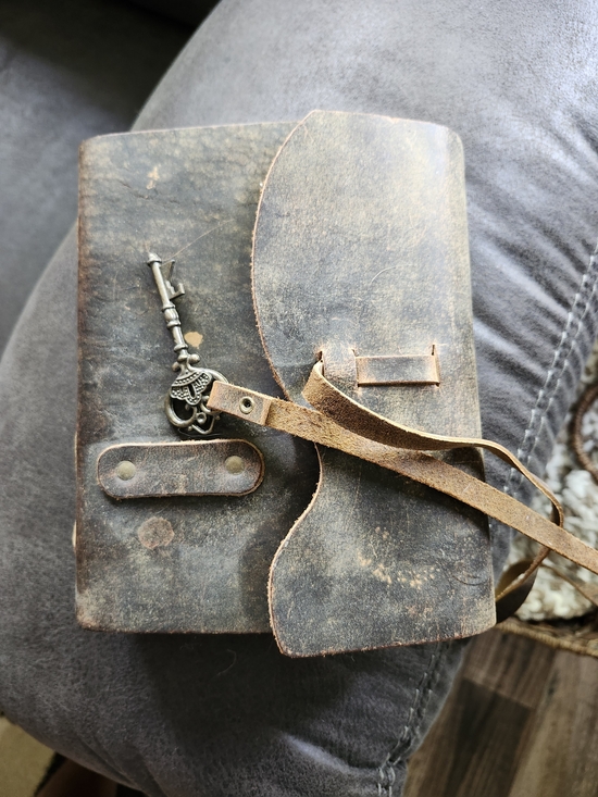 Other - Vintage-Style Brown Journal Bag/Book with Key Charm